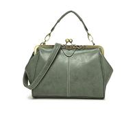NICOLE & DORIS Borsa Vintage Donna Borsa a Mano Elegante Borsa a Tracolla Borse a Spalla Pelle PU Borsa da Sera Kiss Lock Borse con Manico Superiore Borsetta Pochette Verde