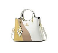 NICOLE & DORIS Borse a Mano con Tracolla Donna Piccole Borse a Spalla Carina Borse Messenger Ragazza Borsetta Colorata Borsa Pochette di Pelle PU Beige con Giallo