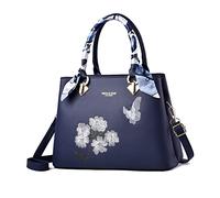 NICOLE & DORIS Borse a Mano Donna Elegante Borsa a Spalla Media Borsa a Tracolla Pelle PU Borsetta Pochette Borsa Delle Signore Con Fiori Ricamo Blu