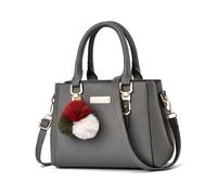 NICOLE & DORIS Borse a Mano Donna Elegante Borsa Tracolla Piccole Borse Tote con Pom Pom Borse Spalla PU Pelle Borsetta Crossbody Borse Messenger Grigio Scuro