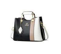 NICOLE & DORIS Borse a Mano Donna Piccole Borsa Colorata Bloccata Borsa Pochette Tracolla di Pelle PU Borse a Spalla Carina Borse Messenger Ragazza Nero con Bianco