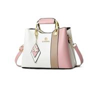 NICOLE & DORIS Borse a Mano Donna Piccole Borsa Colorata Bloccata Borsa Pochette Tracolla di Pelle PU Borse a Spalla Carina Borse Messenger Ragazza Bianco con Rosa