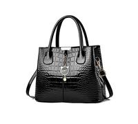 NICOLE & DORIS Borse a Mano e a Spalla Borsa Donna Eleganti Borsetta Lavoro Donna Borsa in Pelle Verniciata Borsa a Tracolla Crossbody Borsa a Tote Mano con Ciondolo Nero
