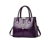 NICOLE & DORIS Borse a Mano e a Spalla Borsa Donna Eleganti Borsetta Lavoro Donna Borsa in Pelle Verniciata Borsa a Tracolla Crossbody Borsa a Tote Mano con Ciondolo Viola