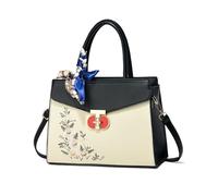 NICOLE & DORIS Borse a Mano Elegante Borsa a Tracolla Borsa Tote con Motivo Serpente Borsetta a Spalla Pelle PU Borsa Delle Signore per Viaggio Casual Città Ricamato Nero