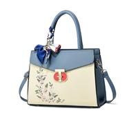 NICOLE & DORIS Borse a Mano Elegante Borsa a Tracolla Borsa Tote con Motivo Serpente Borsetta a Spalla Pelle PU Borsa Delle Signore per Viaggio Casual Città Ricamato Blu