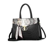 NICOLE & DORIS Borse a Mano Elegante Borsa a Tracolla Borsa Tote con Motivo Serpente Borsetta a Spalla Pelle PU Borsa Delle Signore per Viaggio Casual Città Nero con Bianco