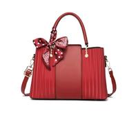 NICOLE & DORIS Borse a Mano Elegante Donna Moda Borse a Tracolla Pelle PU Borsetta a Spalla Multitasche Borsa Delle Signore con Sciarpa Bordeaux