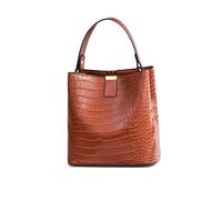 NICOLE & DORIS Borse a Mano Piccola Borsa Secchiello Donna Borsa Borse a Tracolla in PU Pelle Borsa Spalla Coccodrillo Elegante Borsa delle Signore Vintage Borsetta Sera Marrone Chiaro