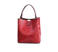 NICOLE & DORIS Borse a Mano Piccola Borsa Secchiello Donna Borsa Borse a Tracolla in PU Pelle Borsa Spalla Coccodrillo Elegante Borsa delle Signore Vintage Borsetta Sera Borgogna