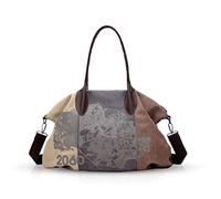 NICOLE & DORIS Borse a Spalla in Tela da Donna Moda Borse Grande in Tela Borsa Progettista Borsa a Tracolla d'arte Shopper Borse Casuale Leggera Marrone