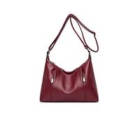 NICOLE & DORIS Borse a Tracolla Casual Leggera Borse a Spalla Multi Tasca Borsa Donna Elegante Borsa Crossbody Borse da Viaggio per Sport Pelle Morbida Vino Rosso