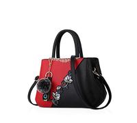 NICOLE & DORIS Borse da donna alla moda borse a tracolla per signore Borsa a mano Borse a Spalla modello fiore cuciture Vino rosso