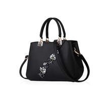 NICOLE & DORIS Borse da donna alla moda borse a tracolla per signore Borsa a mano Borse a Spalla modello fiore cuciture Nero