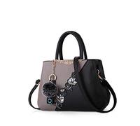 NICOLE & DORIS Borse da donna alla moda borse a tracolla per signore Borsa a mano Borse a Spalla modello fiore cuciture Grigio
