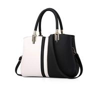 NICOLE & DORIS Borse da donna Borsa a righe Borsa a tracolla con cerniera stile moda Borse eleganti Borsa a tracolla tote da donna Nero