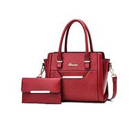 NICOLE & DORIS Borse da Donna Borsa a Tracolla Borse Tote Grande Donna Tote Elegante Borse PU Pelle Morbida Borse 2 Pezzi Set per le vacanze di Shopping Rosso