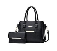 NICOLE & DORIS Borse da Donna Borsa a Tracolla Borse Tote Grande Donna Tote Elegante Borse PU Pelle Morbida Borse 2 Pezzi Set per le vacanze di Shopping Nero