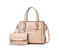 NICOLE & DORIS Borse da Donna Borsa a Tracolla Borse Tote Grande Donna Tote Elegante Borse PU Pelle Morbida Borse 2 Pezzi Set per le vacanze di Shopping Cachi