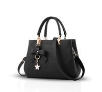 NICOLE & DORIS Borse da Donna Borse a Tracolla Medio Borsa in Pelle Moda Borsa Crossbody Casuale con Manico Superiore e Arco Ciondolo Nero