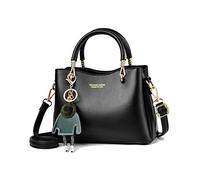 NICOLE & DORIS Borse da Donna con Tasche Multiple Borsa a Tracolla in Pelle PU Borsa Tote Casual Borsetta Borsa Spalla con Ciondolo Nero