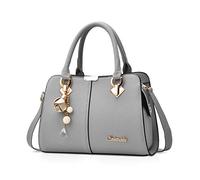 NICOLE&DORIS Borse da donna Designer Top Handle Borse a tracolla Tote Crossbody Bag per le signore PU Leather Bag Crystal Metal Nappe, Grigio chiaro, Large