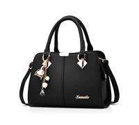 NICOLE&DORIS Borse da donna Designer Top Handle Borse a tracolla Tote Crossbody Bag per le signore PU Leather Bag Crystal Metal Nappe, Nero, Large