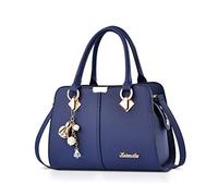 NICOLE&DORIS Borse da donna Designer Top Handle Borse a tracolla Tote Crossbody Bag per le signore PU Leather Bag Crystal Metal Nappe, blu navy, Large
