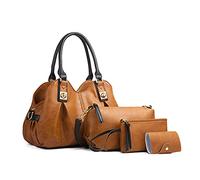 NICOLE & DORIS Borse da Donna Grande Borsa Vintage Borsa a Tracolla 3 Pezzi Tote Casuale Borse per le Vacanze Leggero Borse in Pelle du Shopping Marrone