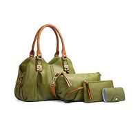 NICOLE & DORIS Borse da Donna Grande Borsa Vintage Borsa a Tracolla 3 Pezzi Tote Casuale Borse per le Vacanze Leggero Borse in Pelle du Shopping verde