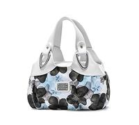 NICOLE & DORIS Borse da Donna Moda Borse a Tracolla da Donna Borse in PU Pelle Firmate Borsa Multifunzionale Grande Borsa Donna Floreale Manico bianco/fiore blu