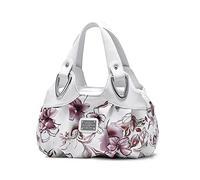 NICOLE & DORIS Borse da Donna Moda Borse a Tracolla da Donna Borse in PU Pelle Firmate Borsa Multifunzionale Grande Borsa Donna Floreale Manico bianco/fiore rosa