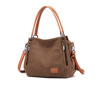 NICOLE & DORIS Borse da Donna Moda Casual Borsa a Tracolla Grande Borse a Spalla da Donna in Tela Multifunzione Borse Tote da Donna per Lavoro Shopping Viaggio Marrone