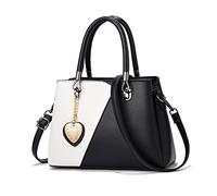 NICOLE & DORIS Borse delle Donne Borse a Mano Colorata Borsetta Pochette Borsa a Tracolla di Pelle PU Borse a Spalla Borsa Femminile Tote Nero con Bianco
