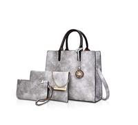 NICOLE & DORIS Borse Donna 3 pezzi Borse Tracolla Borsa a mano in pelle per donna borse a Spalla Borsetta Grigio