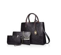 NICOLE & DORIS Borse Donna 3 pezzi Borse Tracolla Borsa a mano in pelle per donna borse a Spalla Borsetta Nero