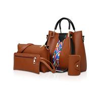 NICOLE & DORIS Borse donna Borse a spalla da donna Borse a tracolla Borse da 4 pezzi per donna Borse a tracolla Marrone