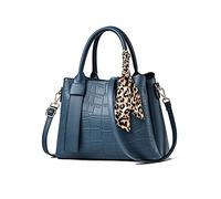 NICOLE & DORIS Borse Donna in Pelle Borsa Tracolla Moda Borsa con Manico Superiore Borse a Mano Firmate Borsa Delle Signore Con Nastro Leopardo Blu Navy