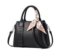 NICOLE & DORIS Borse Donna Moda Borsa Tracolla in PU Pelle Borsa con Manico Superiore Borse a Mano Elegante Borsetta Pochette Borse Tote Bag Media con Sciarpa di Seta Nero