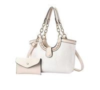 NICOLE & DORIS Borse Donna Set Borse a Mano Moda Paillettes Borsa e Portafoglio Borsetta Tracolla PU Pelle Borsa a Spalla per Lavoro Shopping Viaggi Beige