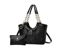 NICOLE & DORIS Borse Donna Set Borse a Mano Moda Paillettes Borsa e Portafoglio Borsetta Tracolla PU Pelle Borsa a Spalla per Lavoro Shopping Viaggi Nero