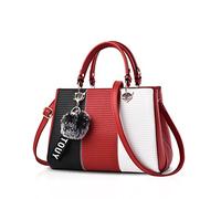 NICOLE & DORIS Borse Donna Tracolla Medie Borse a Mano e a Spalla Moda Borse Tote in PU Pelle Firmate Borsa con Pompon Rosso
