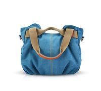 NICOLE&DORIS Borse per donna in tela a mano Borsa a Tracolla Sacchetto da Donna in Tela borse a spalla da donna alla Moda blu