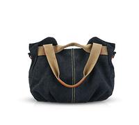 NICOLE&DORIS Borse per donna in tela a mano Borsa a Tracolla Sacchetto da Donna in Tela borse a spalla da donna alla Moda nero