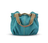 NICOLE&DORIS Borse per donna in tela a mano Borsa a Tracolla Sacchetto da Donna in Tela borse a spalla da donna alla Moda lago Blu
