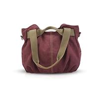NICOLE&DORIS Borse per donna in tela a mano Borsa a Tracolla Sacchetto da Donna in Tela borse a spalla da donna alla Moda vino rosso