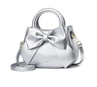 NICOLE & DORIS Borse Piccole Donna Tracolla Borse a Mano e a Spalla Borsa Fiocco Borsa Carino Ragazza Borsetta Crossbody in Pelle Borsa Delle Signore Argento
