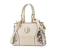 NICOLE & DORIS Donna Borse a mano vernice Borse a Tracolla Elegante Borse a Spalla in PU Pelle Borsetta Borse Tote Moda Borsa ricamata da Donna bianca