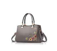 NICOLE&DORIS Donne Borse a mano Retro Borsa a tracolla Le signore Moda Borsa a tracolla Borsa Totalizzatore Ricamo Fiore grigio