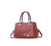 NICOLE&DORIS Donne Borse a mano Retro Borsa a tracolla Le signore Moda Borsa a tracolla Borsa Totalizzatore Ricamo Fiore rosa scuro